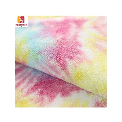टाई डाईड रेनबो गारमेंट सॉफ्ट शेरपा फैब्रिक 240gsm 150D