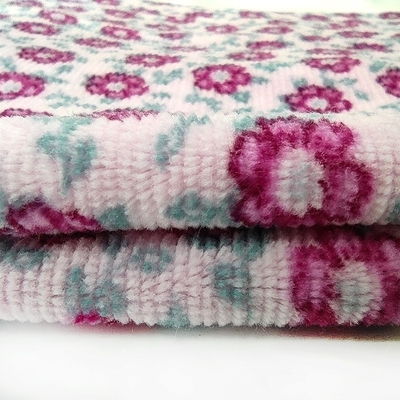 फूल मुद्रित Jacquard वेलोर मखमली कपड़ा 310gsm 100% पॉलिएस्टर